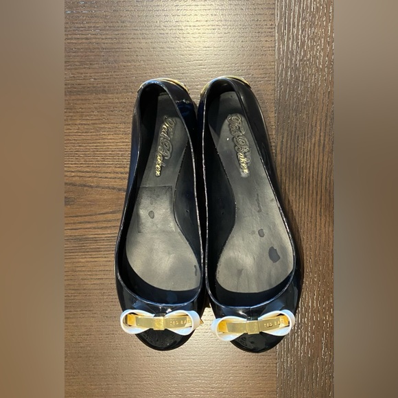 Ted Baker London | Issan Slim Bow Jelly Flats | Black | Size 38 - Picture 3 of 5
